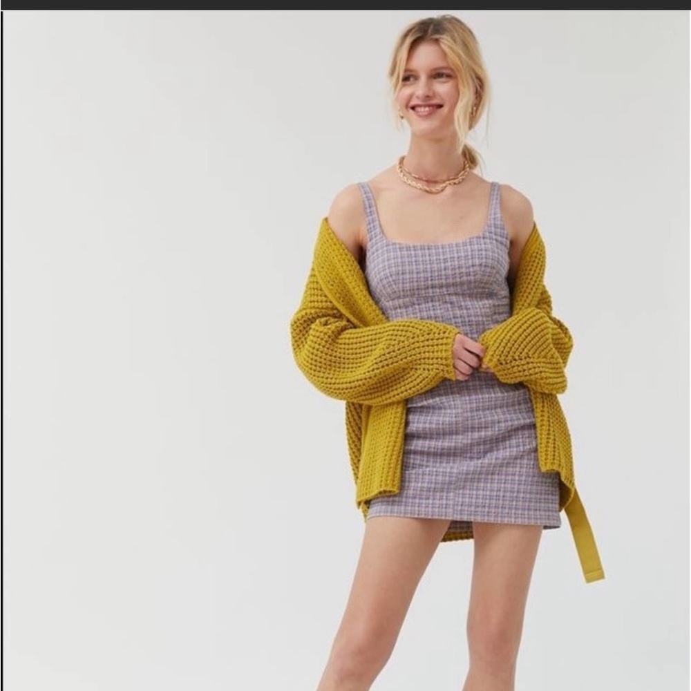 Urban Outfitters BDG Gingham Plaid Open Neckline Mini Dress